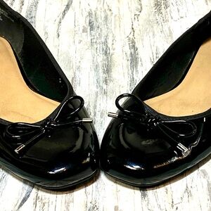 Torrid Black Patent Ballet Flats with Bow Accent